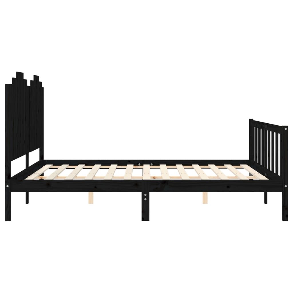 Bed Frame without Mattress Black 183x203 cm King Solid Wood Pine Price