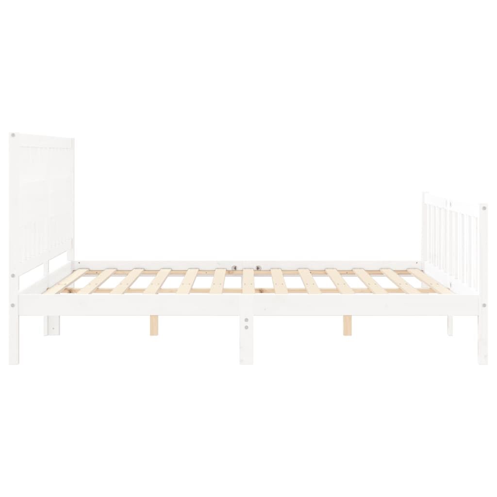 Bed Frame without Mattress White 183x203 cm King Solid Wood Pine Price