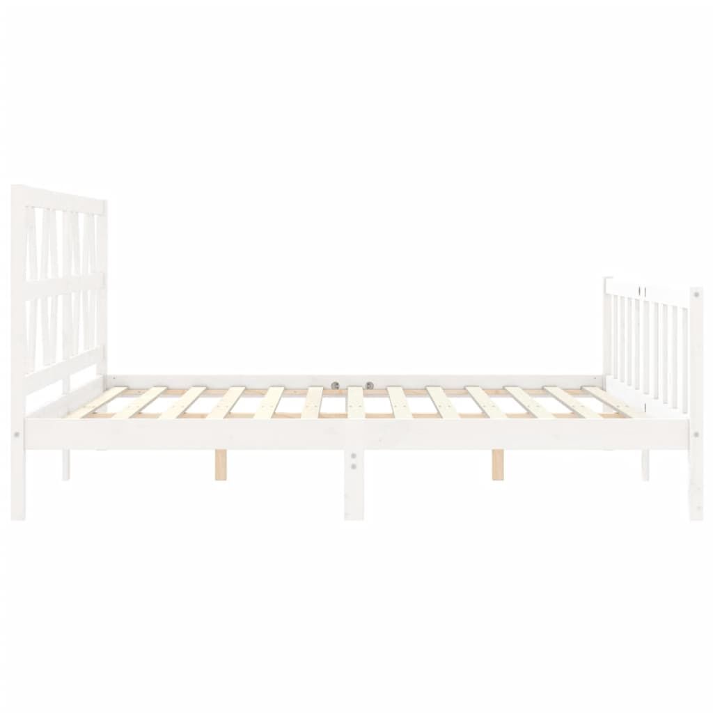 Bed Frame without Mattress White 183x203 cm King Solid Wood Pine Price