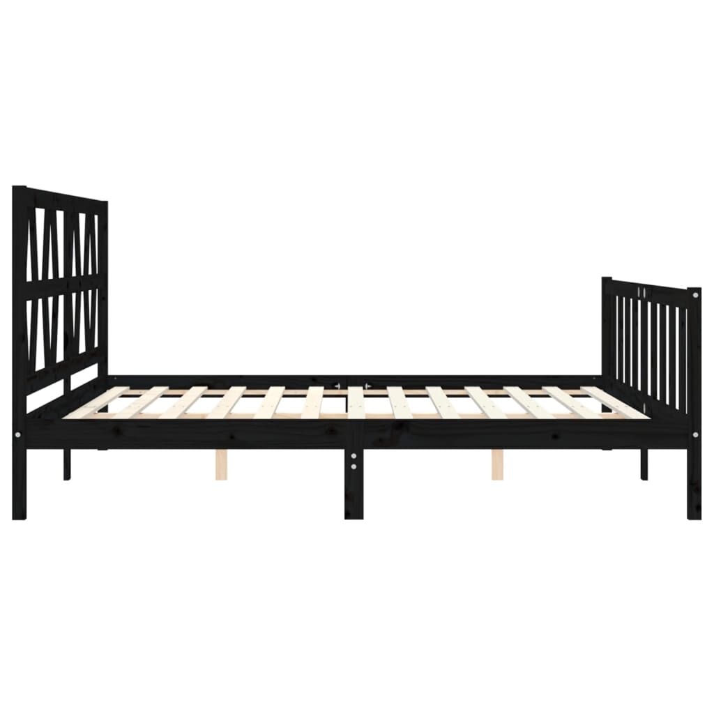 Bed Frame without Mattress Black 183x203 cm King Solid Wood Pine Price