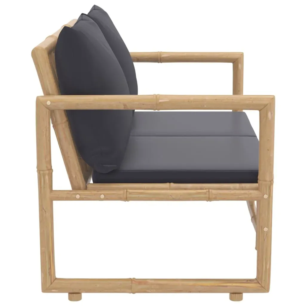 2 Piece Garden Lounge Set with Dark Grey Cushions Bamboo Price