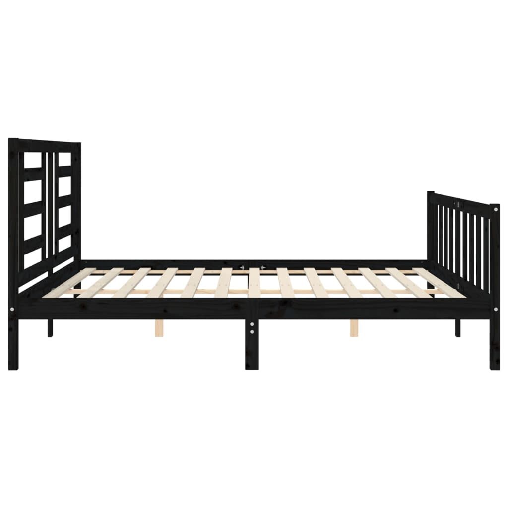 Bed Frame without Mattress Black 183x203 cm King Solid Wood Pine Price