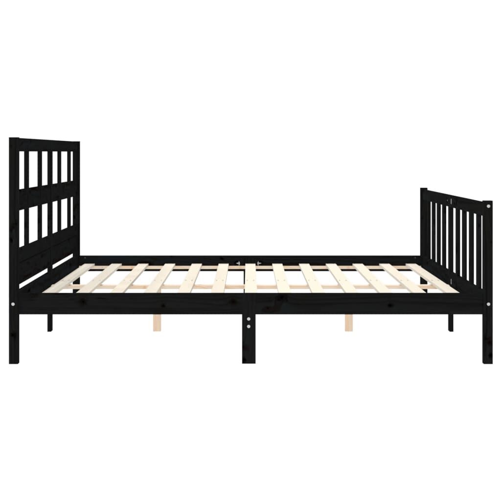 Bed Frame without Mattress Black 183x203 cm King Solid Wood Pine Price