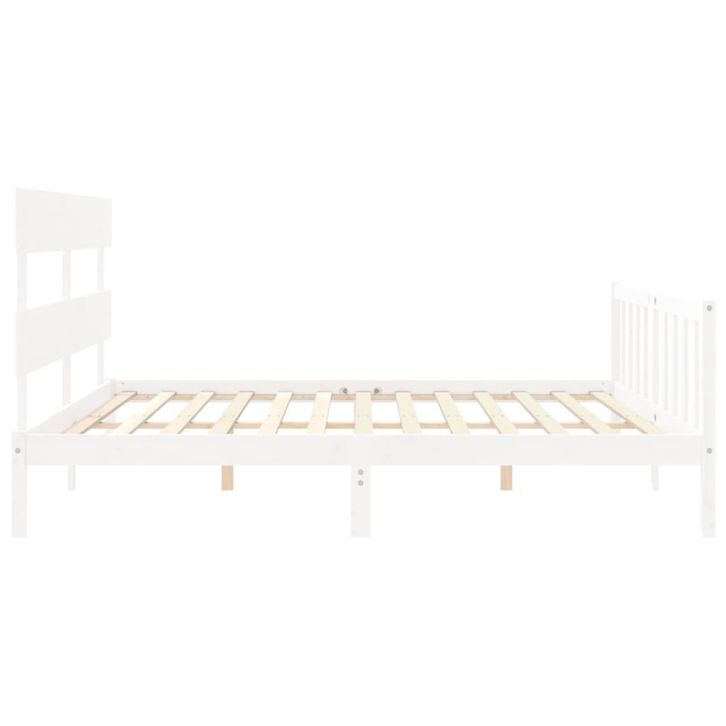 Bed Frame without Mattress White 183x203 cm King Solid Wood Pine Price