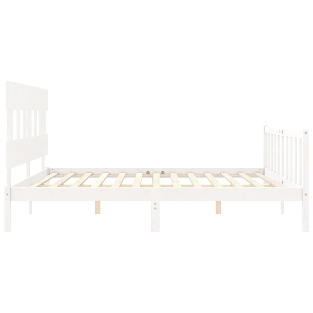 Bed Frame without Mattress White 183x203 cm King Solid Wood Pine Price