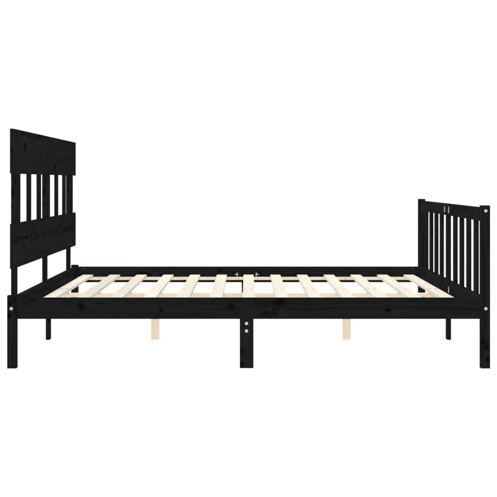 Bed Frame without Mattress Black 183x203 cm King Solid Wood Pine Price
