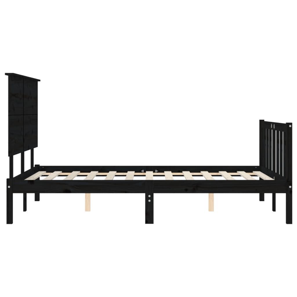 Bed Frame without Mattress Black 183x203 cm King Solid Wood Pine Price