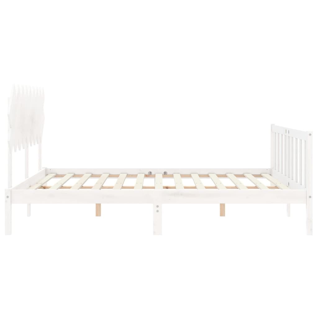 Bed Frame without Mattress White 183x203 cm King Solid Wood Pine Price