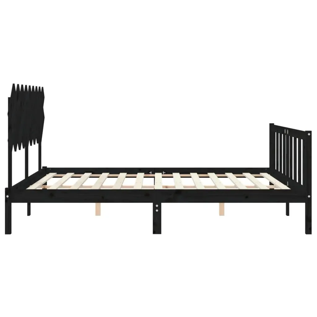 Bed Frame without Mattress Black 183x203 cm King Solid Wood Pine Price