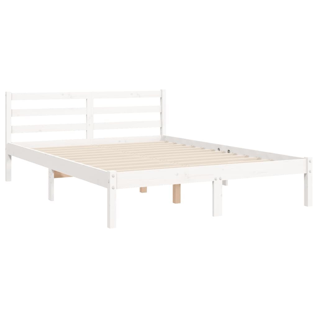 Bed Frame without Mattress White 135x190 cm Solid Wood Price