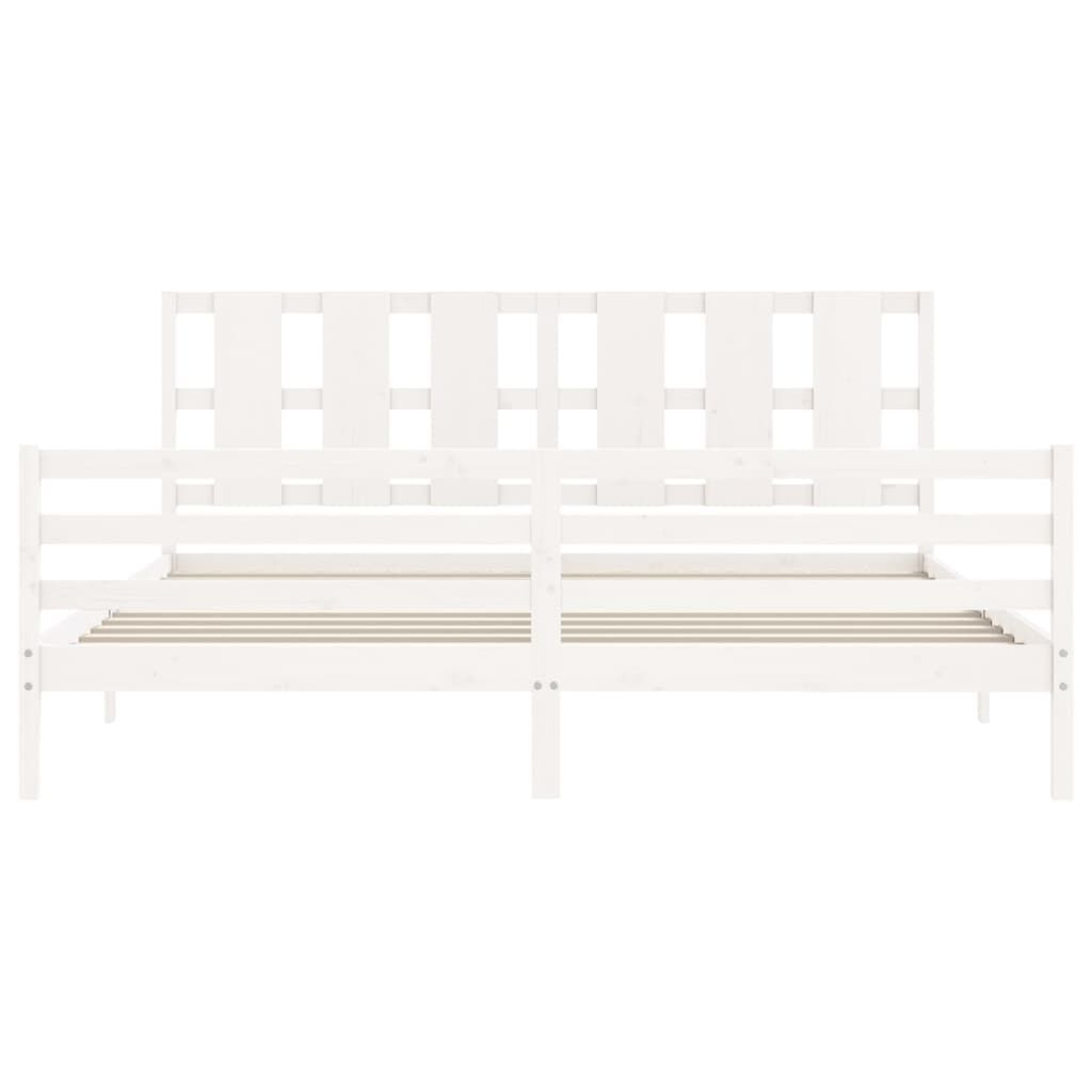 Bed Frame without Mattress White 183x203 cm King Solid Wood Price