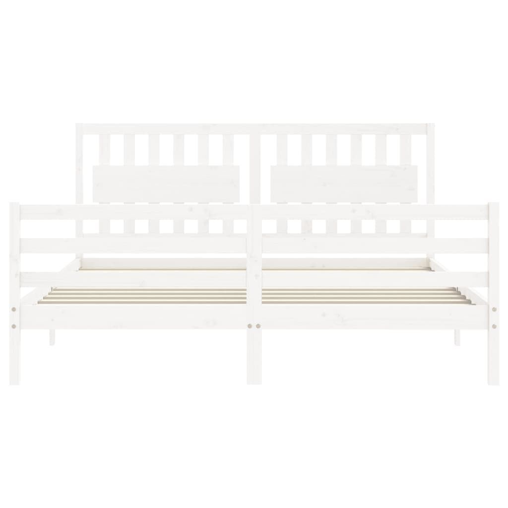 Bed Frame without Mattress White 183x203 cm King Solid Wood Price