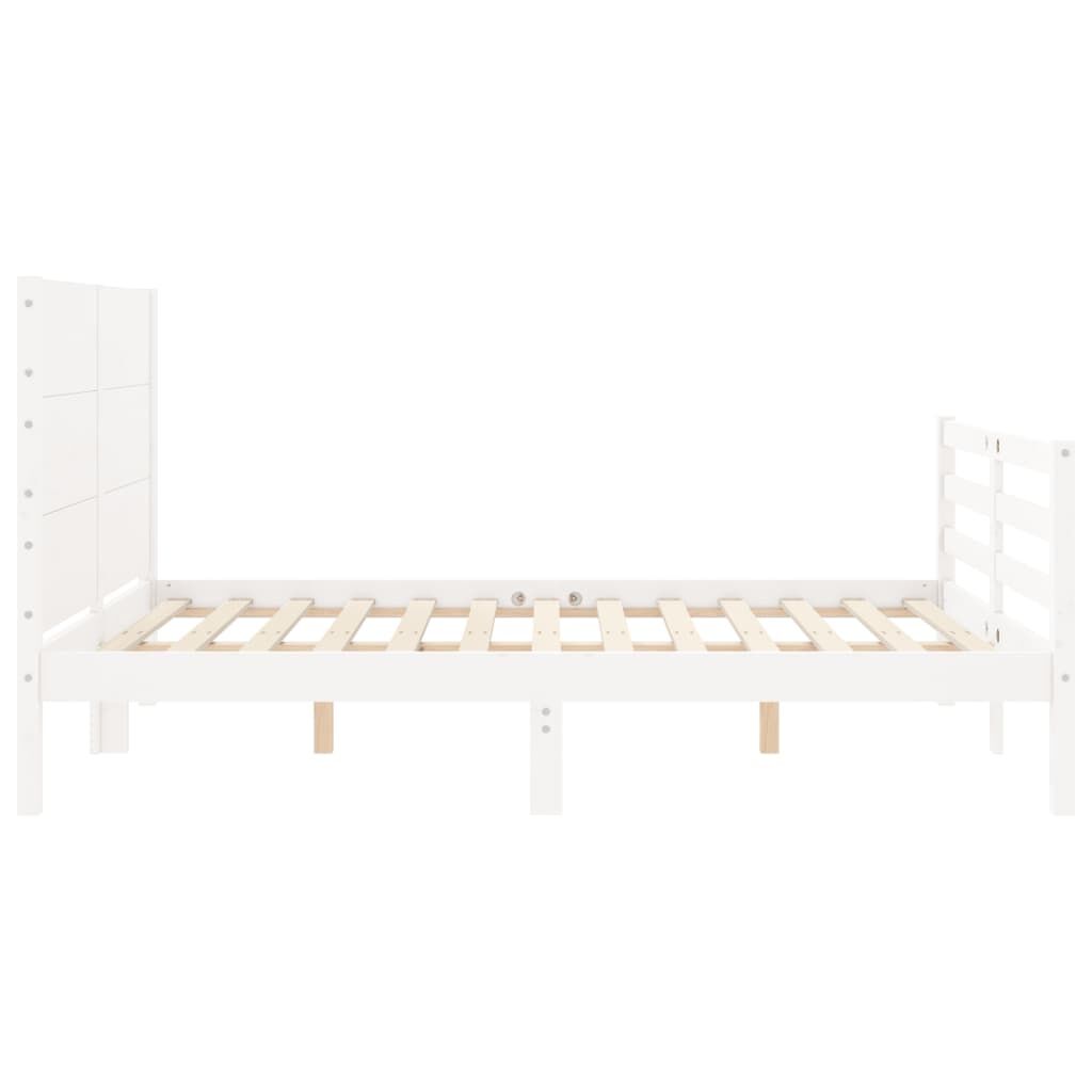 Bed Frame without Mattress White 135x190 cm Solid Wood Price
