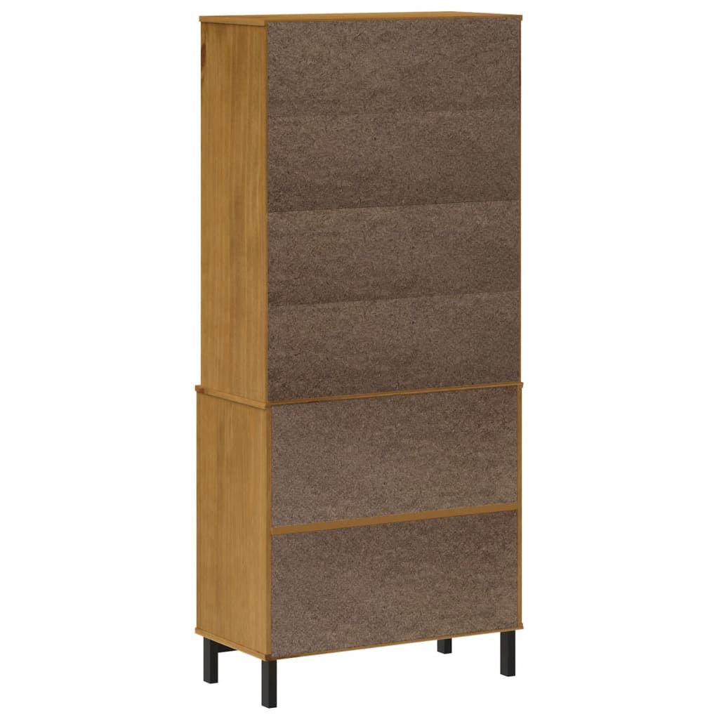 Highboard with Glass Doors FLAM 80x40x180 cm Solid Wood Pine Price