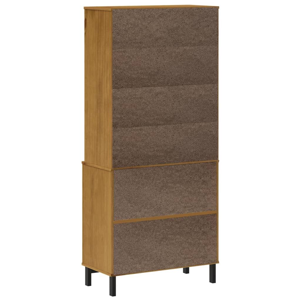 Highboard with Glass Doors FLAM 80x40x180 cm Solid Wood Pine Price