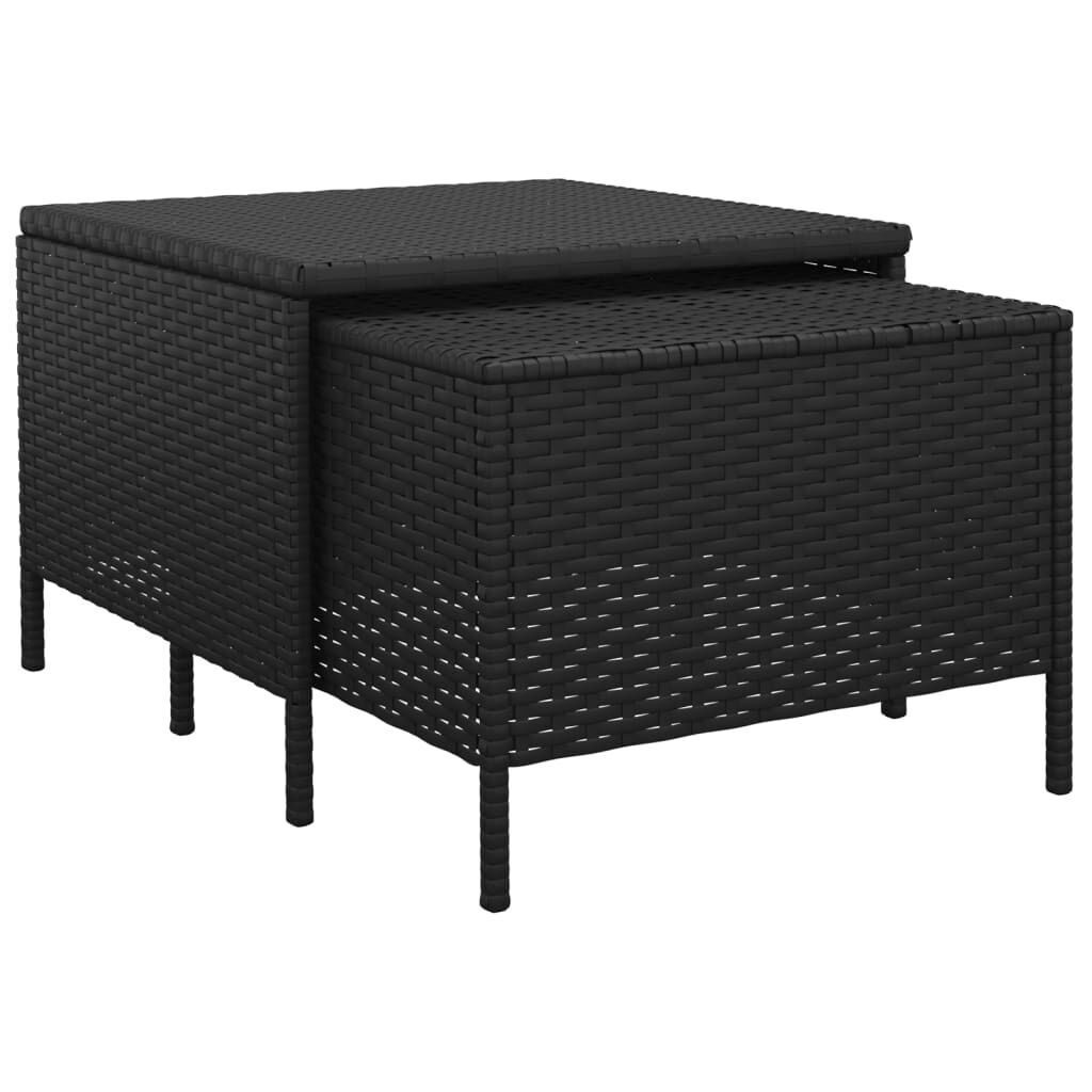 4 Piece Garden Lounge Set with Cushions Black Poly Rattan Price