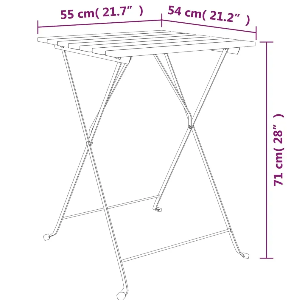 Folding Bistro Table 55x54x71 cm Solid Wood Teak and Steel Price