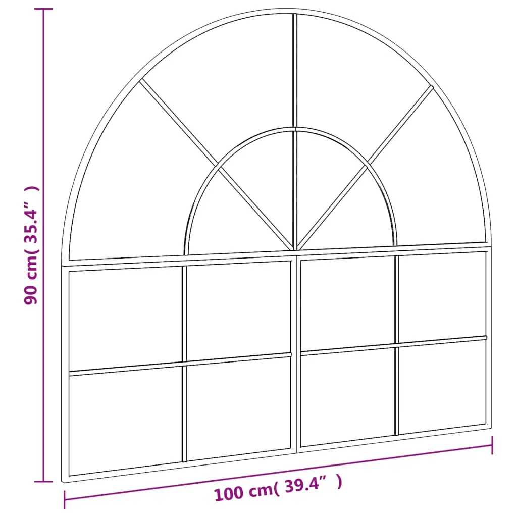Wall Mirror Black 100x90 cm Arch Iron Price