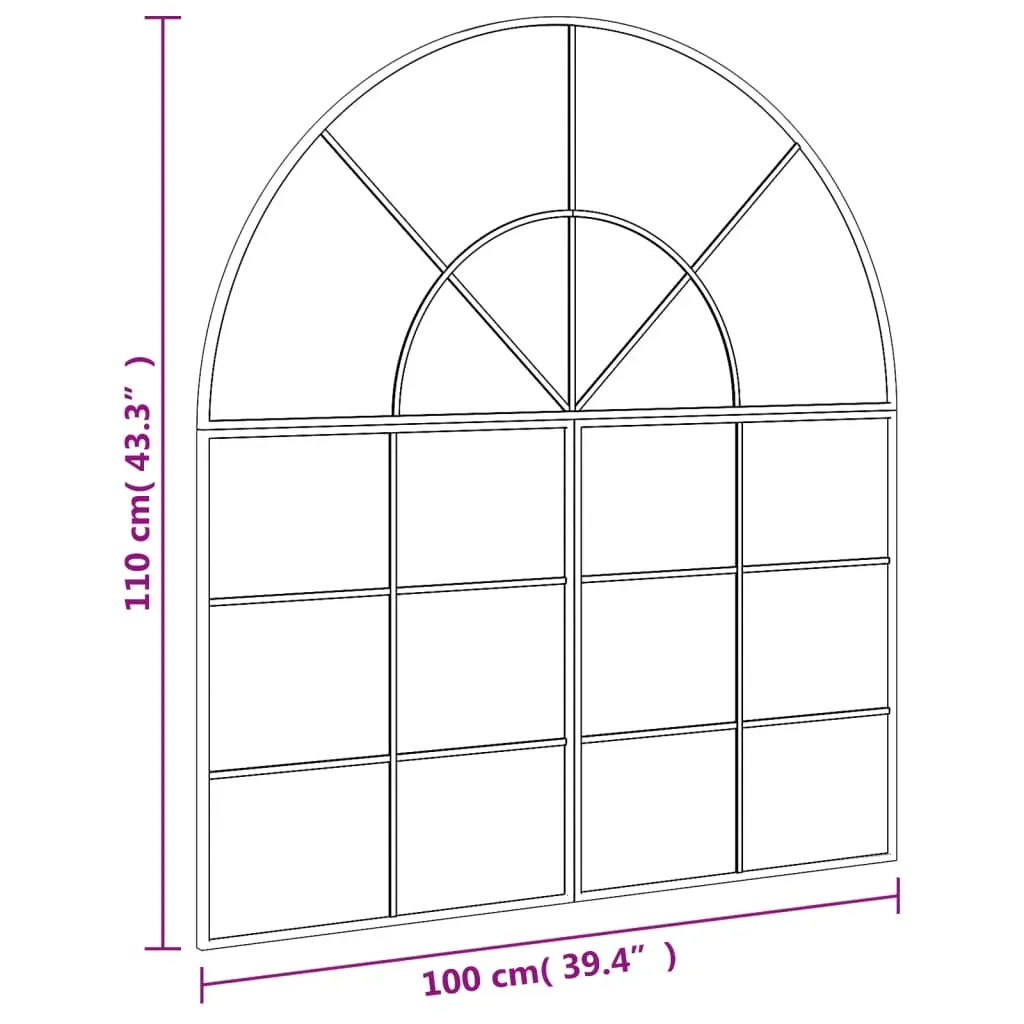 Wall Mirror Black 100x110 cm Arch Iron Price