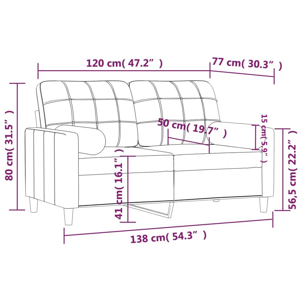 2-Seater Sofa with Throw Pillows Dark Grey 120 cm Fabric Price