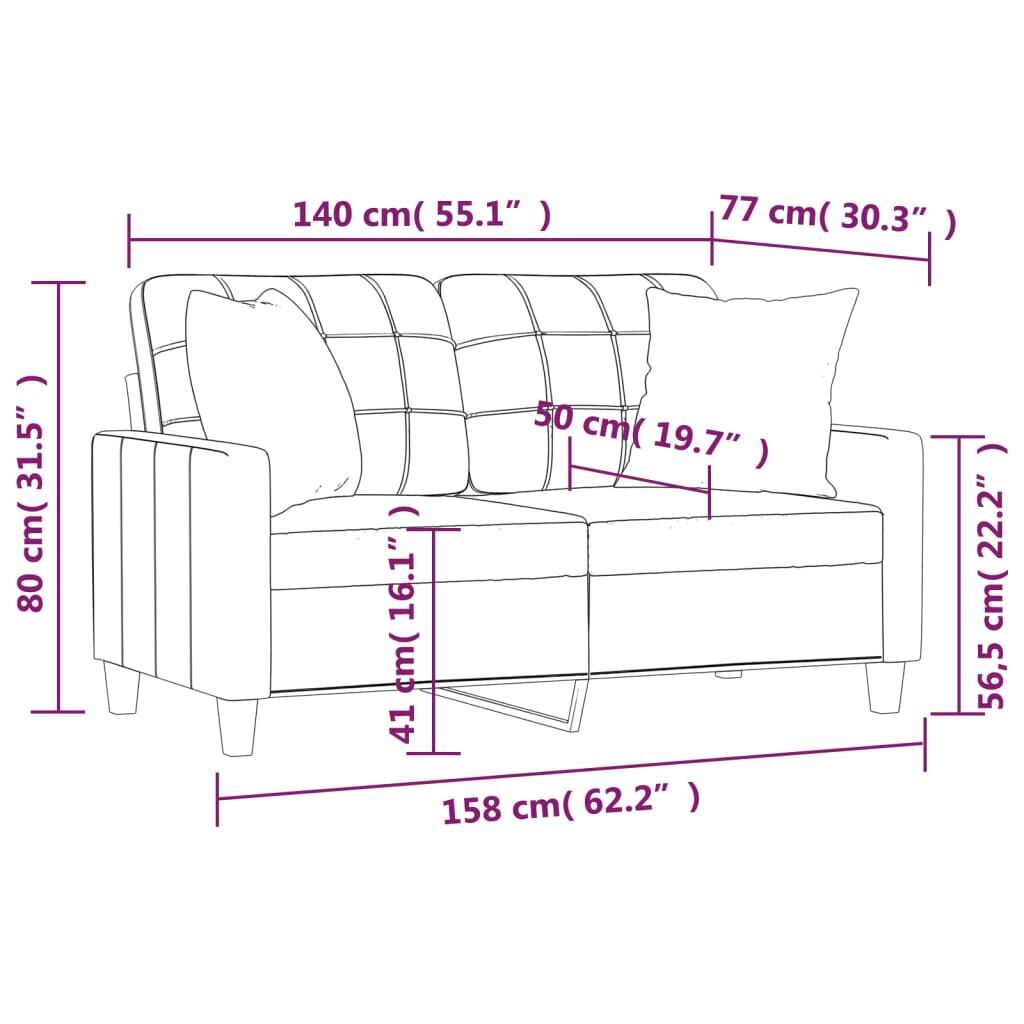 2-Seater Sofa with Throw Pillows Grey 140 cm Faux Leather Price
