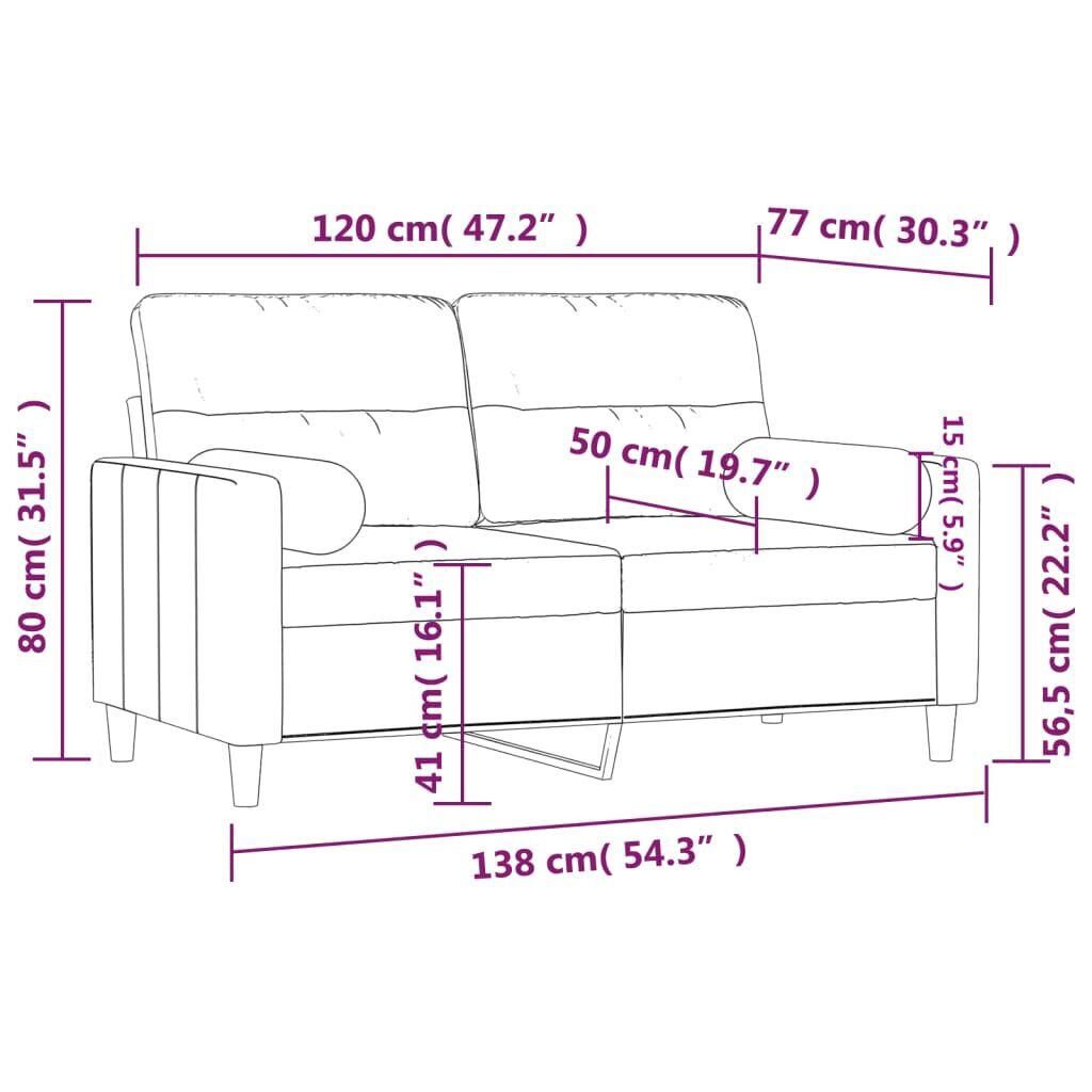 2-Seater Sofa with Throw Pillows Light Grey 120 cm Fabric Price