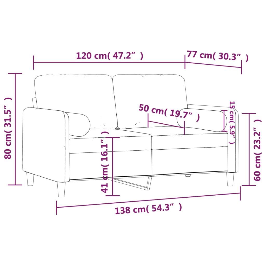 2-Seater Sofa with Throw Pillows Black 120 cm Velvet Price