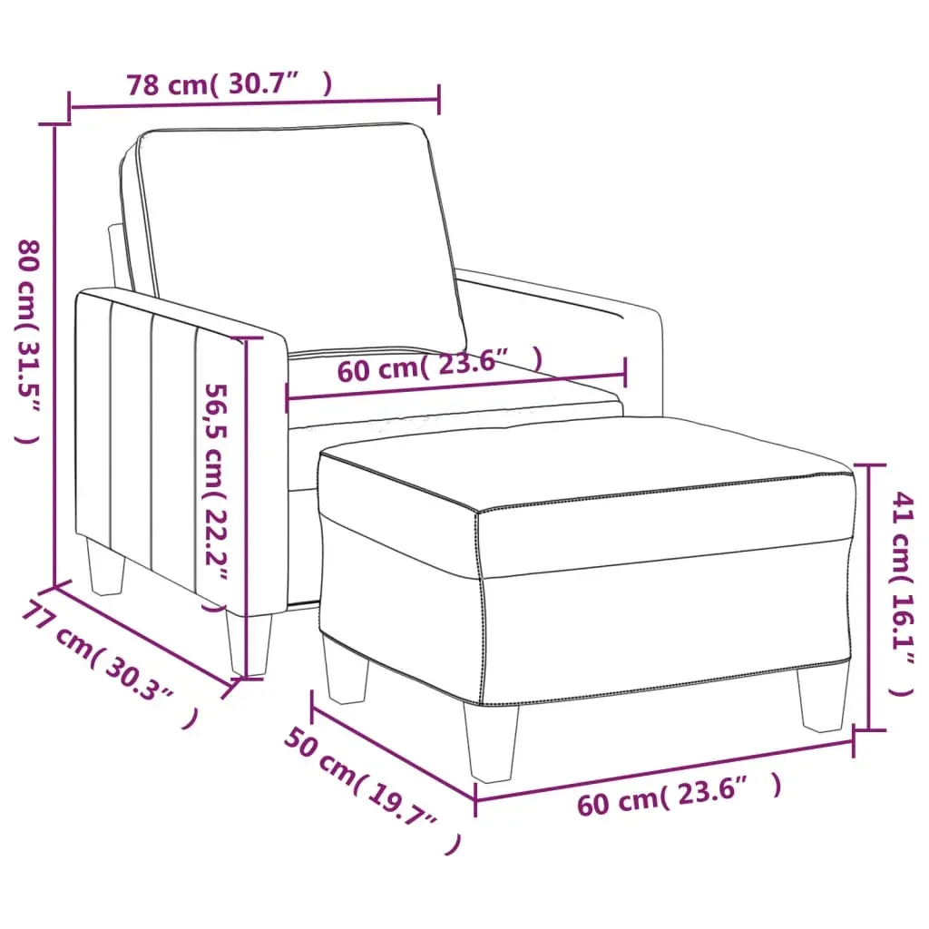 Sofa Chair with Footstool Dark Grey 60 cm Fabric Price