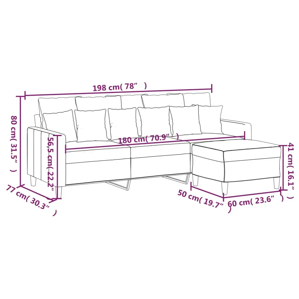 3-Seater Sofa with Footstool Black 180 cm Velvet Price
