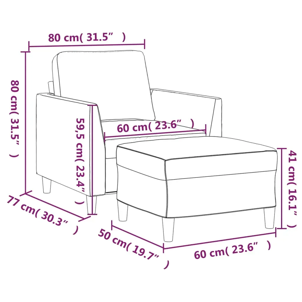 Sofa Chair with Footstool Black 60 cm Faux Leather Price
