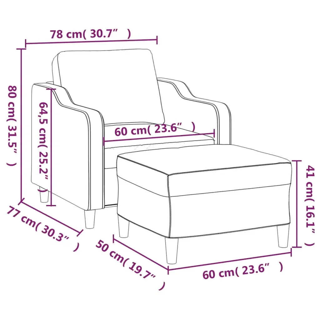 Sofa Chair with Footstool Dark Grey 60 cm Fabric Price