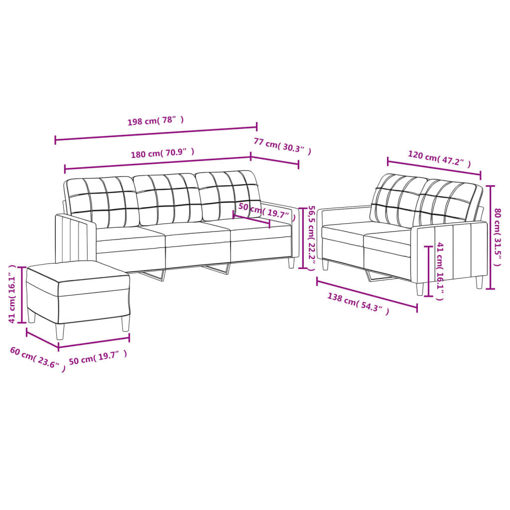 3 Piece Sofa Set with Cushions Light Grey Fabric Price