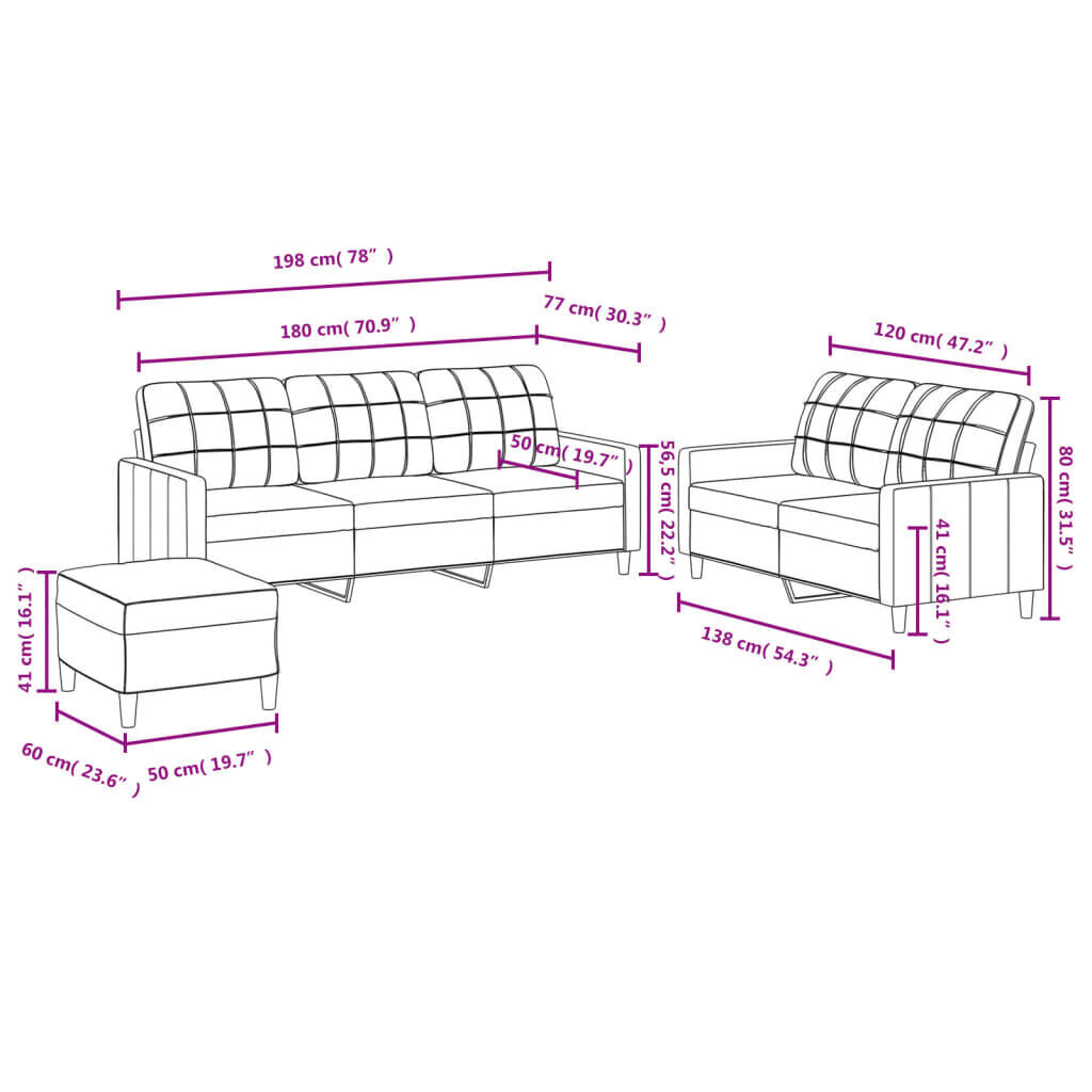 3 Piece Sofa Set with Cushions Dark Grey Fabric Price