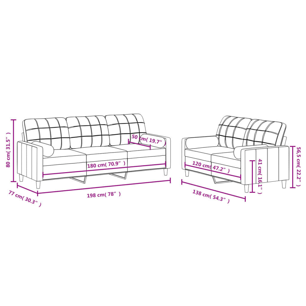 2 Piece Sofa Set with Pillows Light Grey Fabric Price