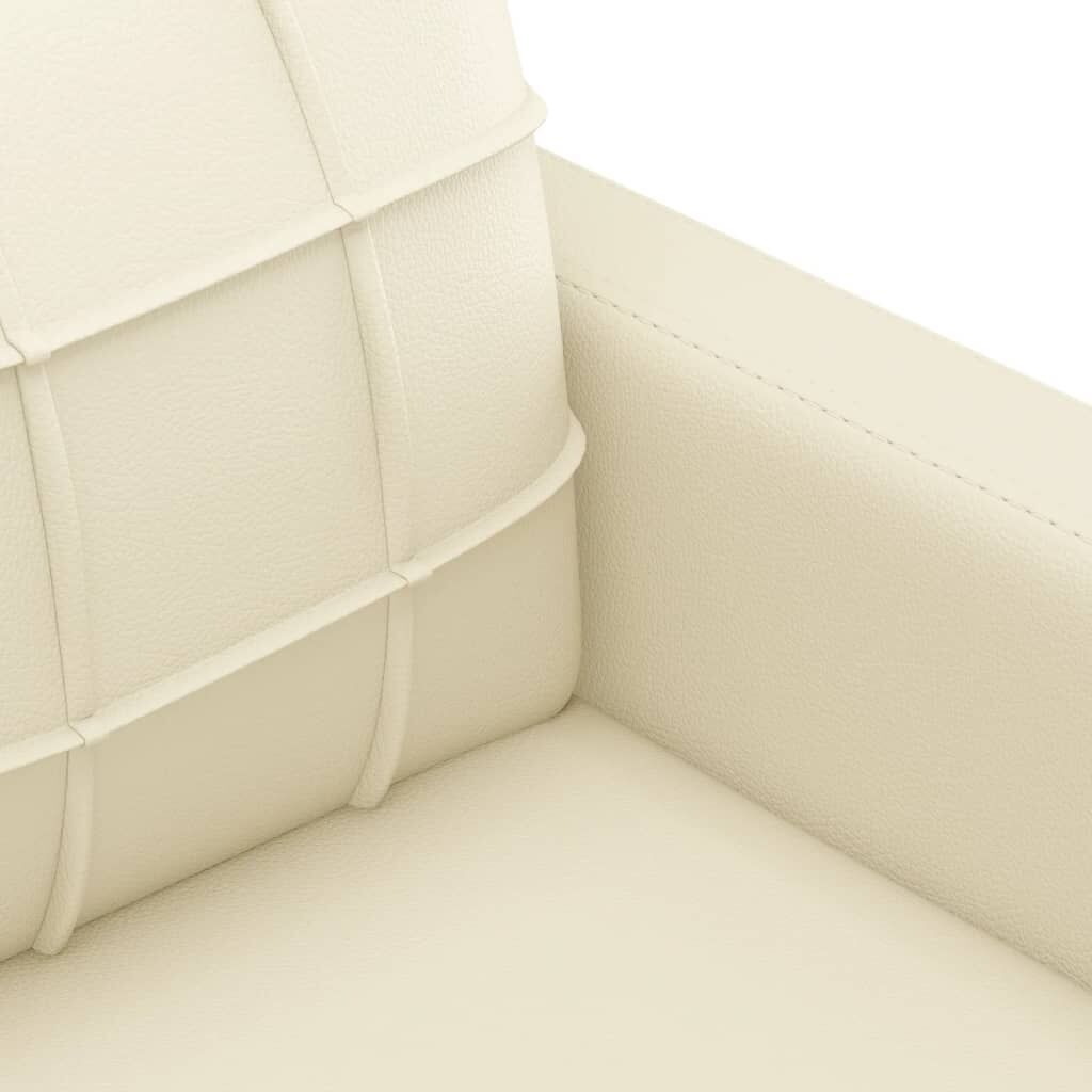 3 Piece Sofa Set with Pillows Cream Faux Leather Price