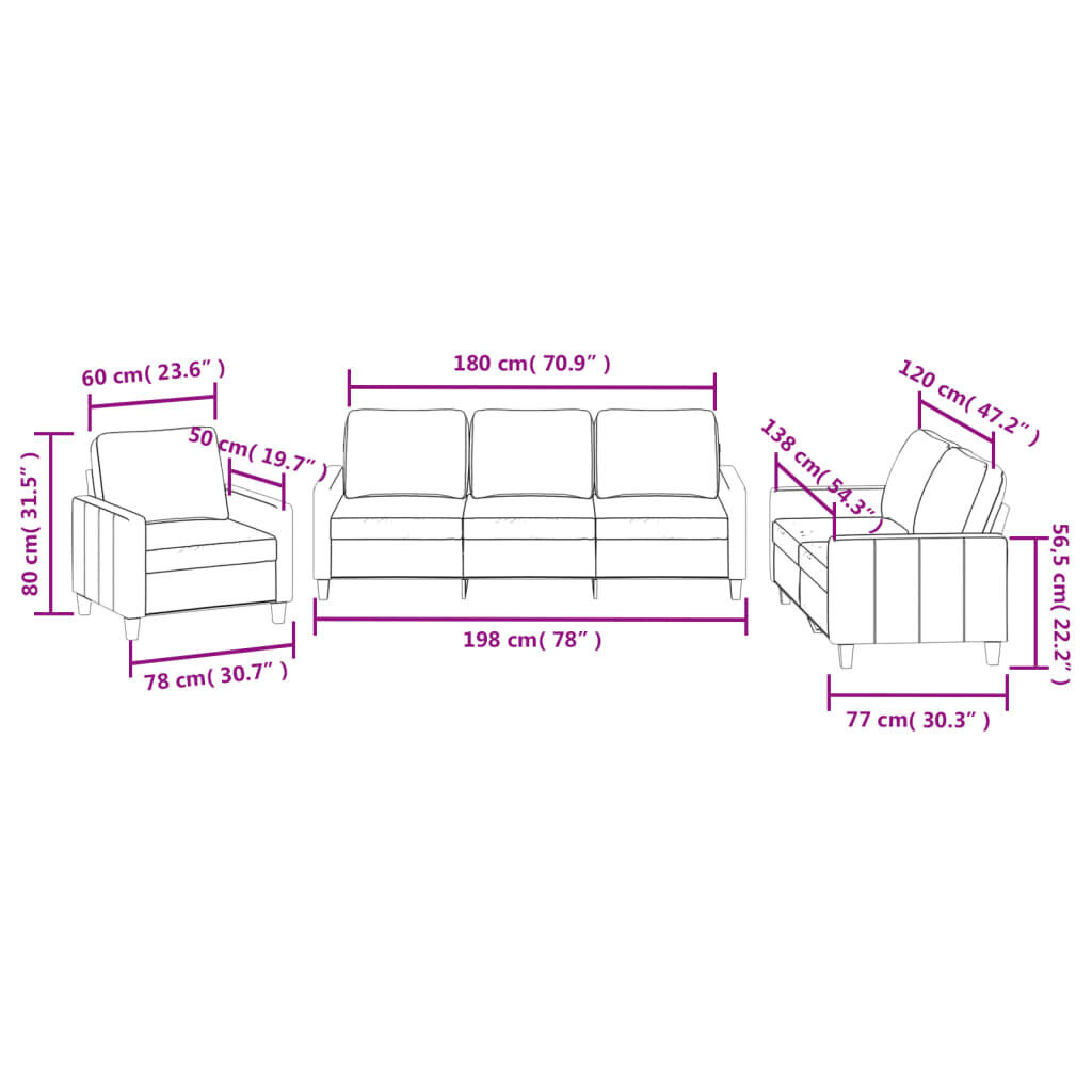 3 Piece Sofa Set with Cushions Black Faux Leather Price