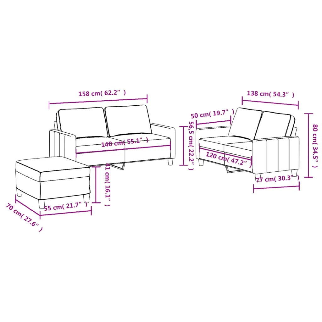 3 Piece Sofa Set with Cushions Light Grey Fabric Price