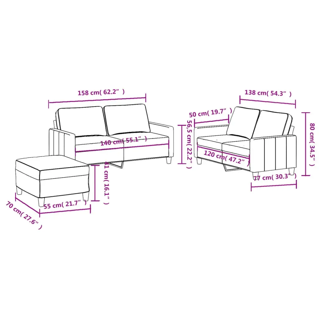 3 Piece Sofa Set with Cushions Dark Grey Fabric Price