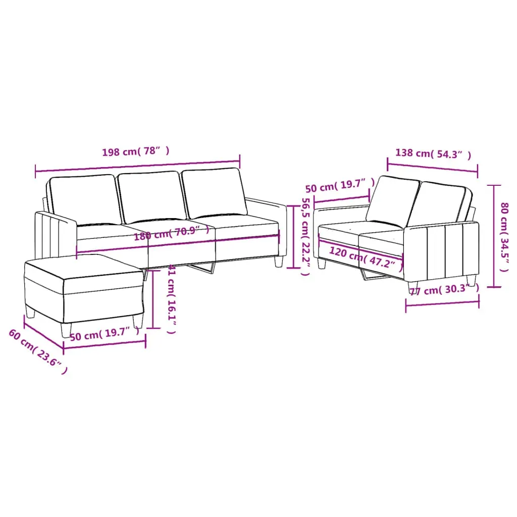 3 Piece Sofa Set with Cushions Black Fabric Price