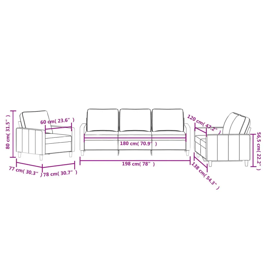 3 Piece Sofa Set with Cushions Light Grey Velvet Price