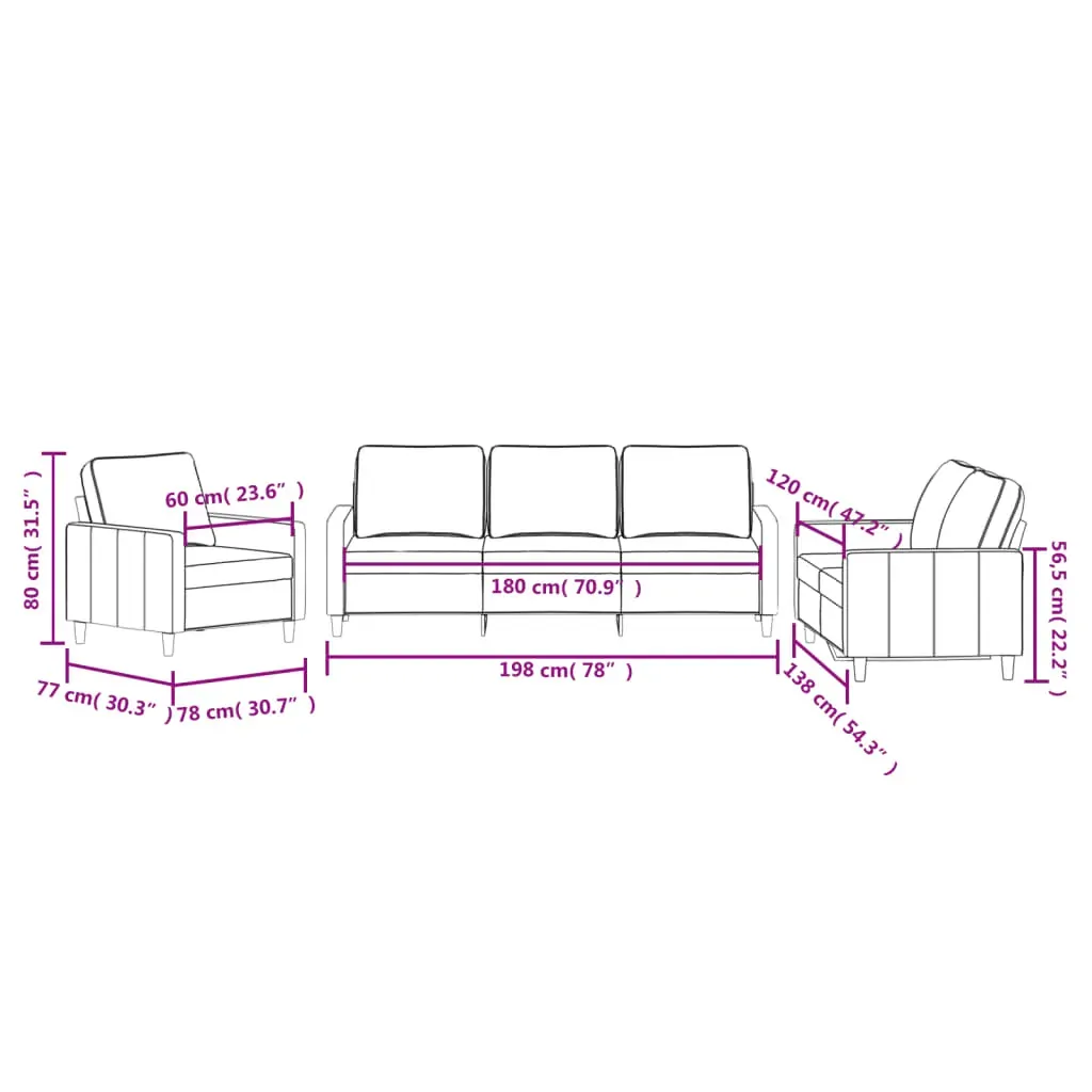 3 Piece Sofa Set with Cushions Black Velvet Price