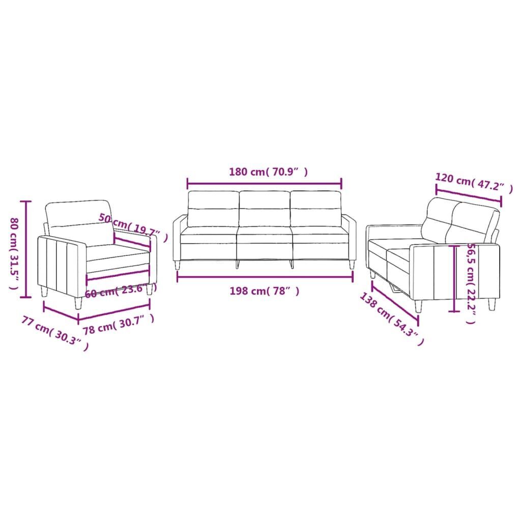 3 Piece Sofa Set with Cushions Light Grey Fabric Price