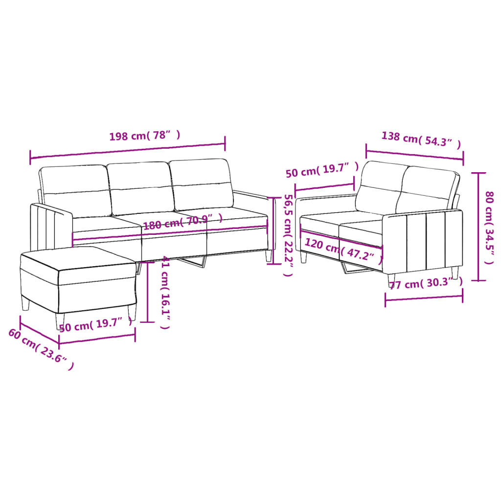 3 Piece Sofa Set with Cushions Light Grey Fabric Price
