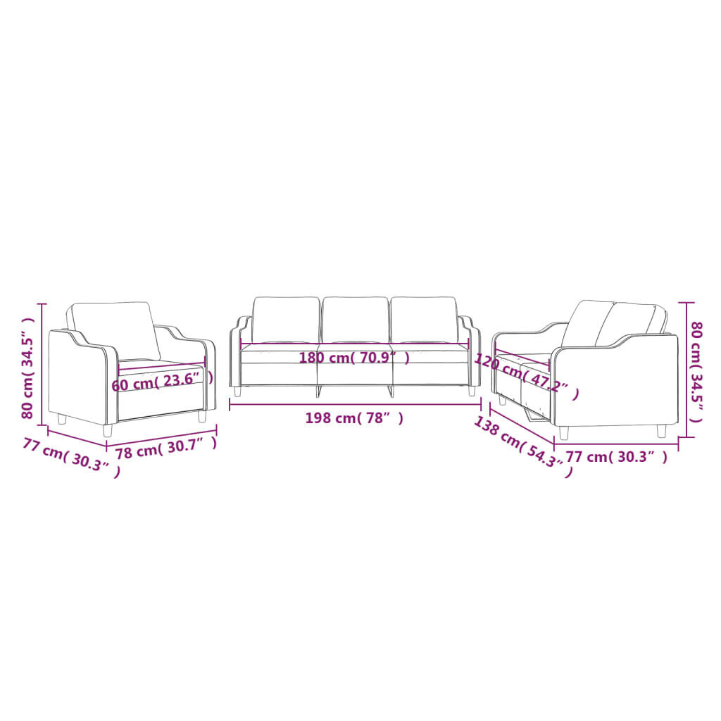 3 Piece Sofa Set with Cushions Light Grey Fabric Price