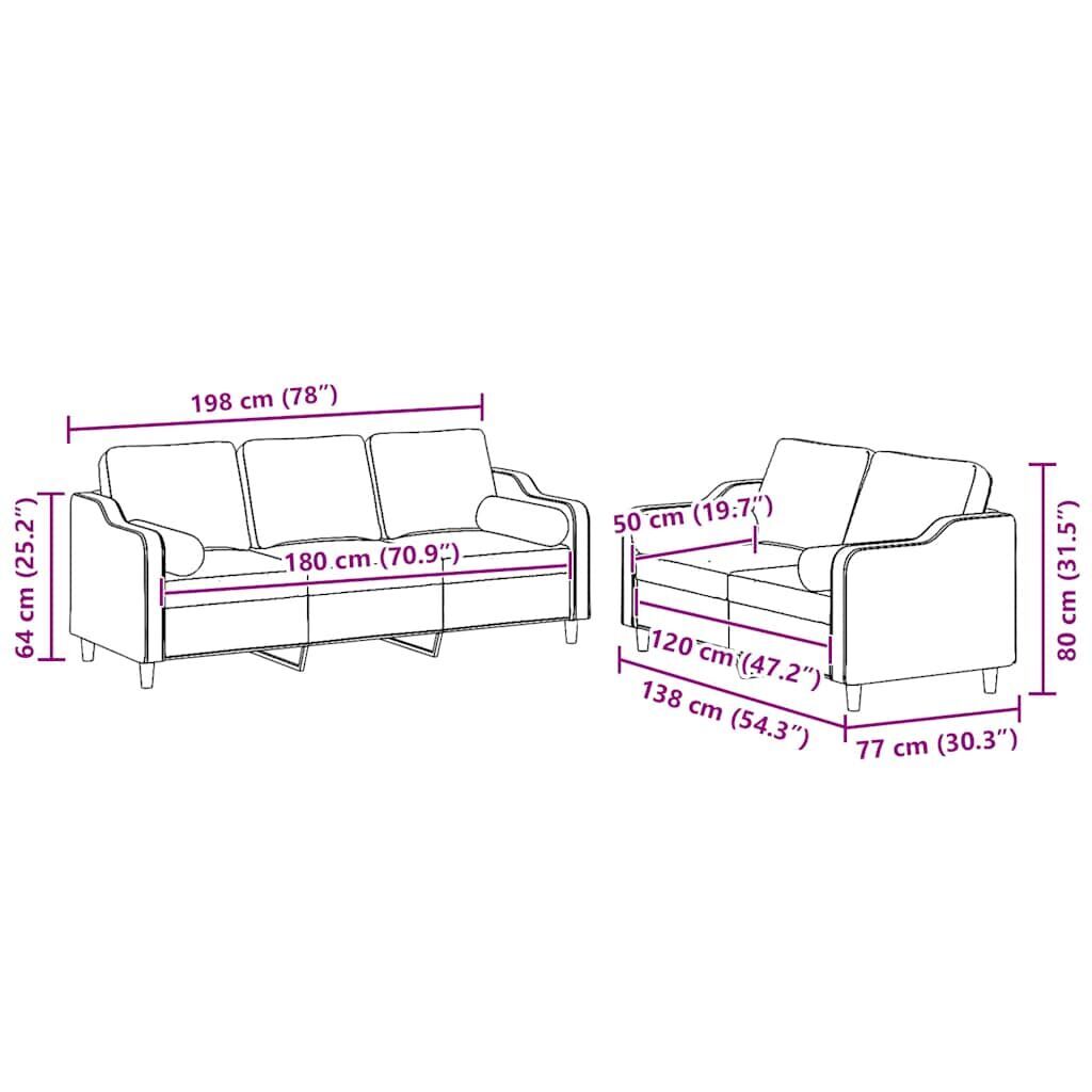 2 Piece Sofa Set with Pillows Light Grey Fabric Price