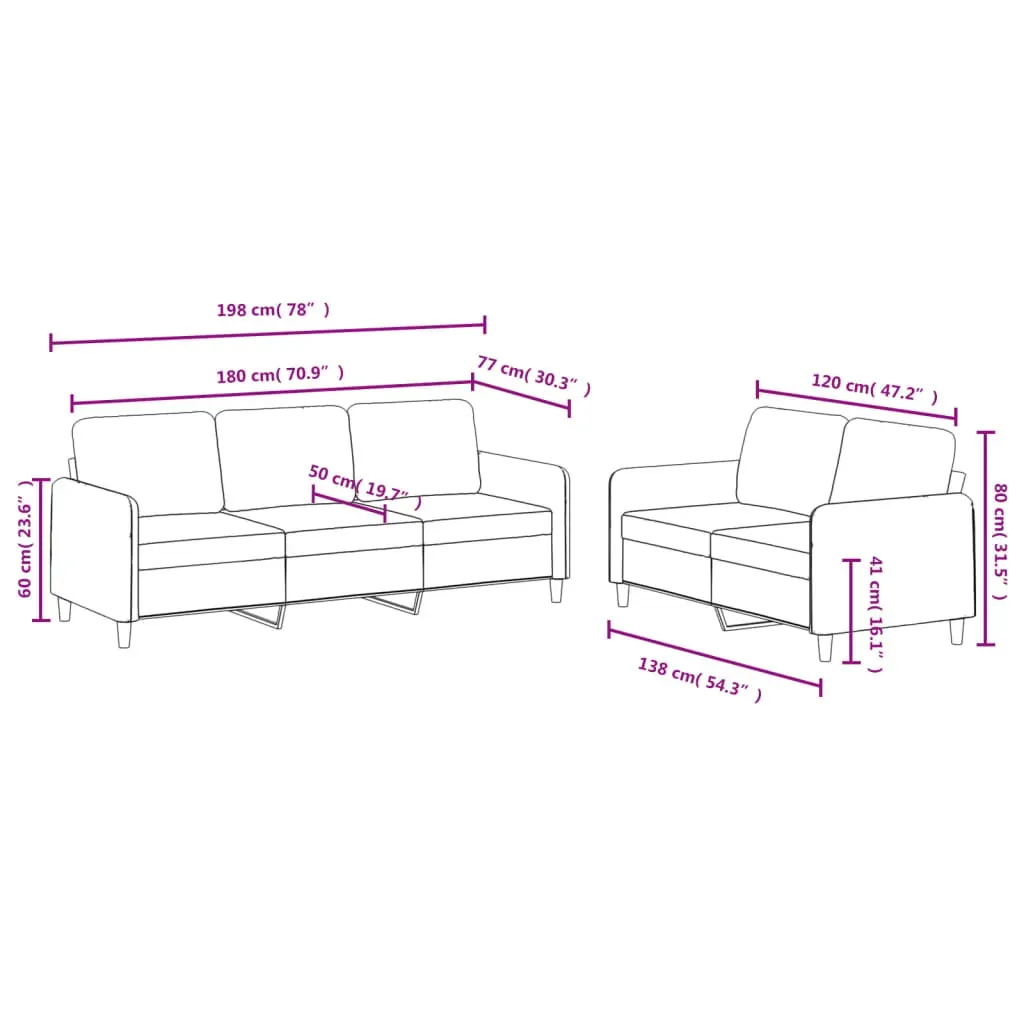 2 Piece Sofa Set Light Grey Velvet Price