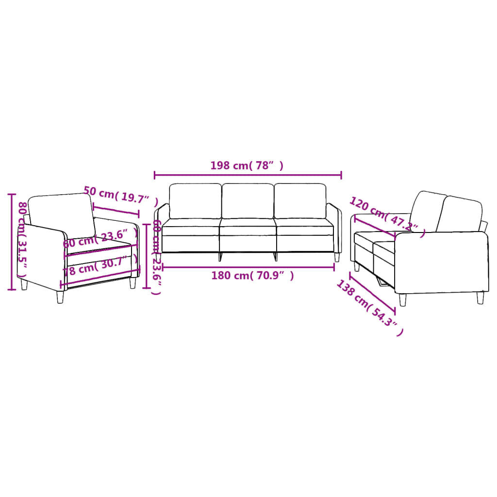 3 Piece Sofa Set with Cushions Light Grey Fabric Price