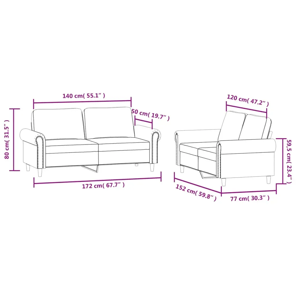 2 Piece Sofa Set with Cushions Black Velvet Price