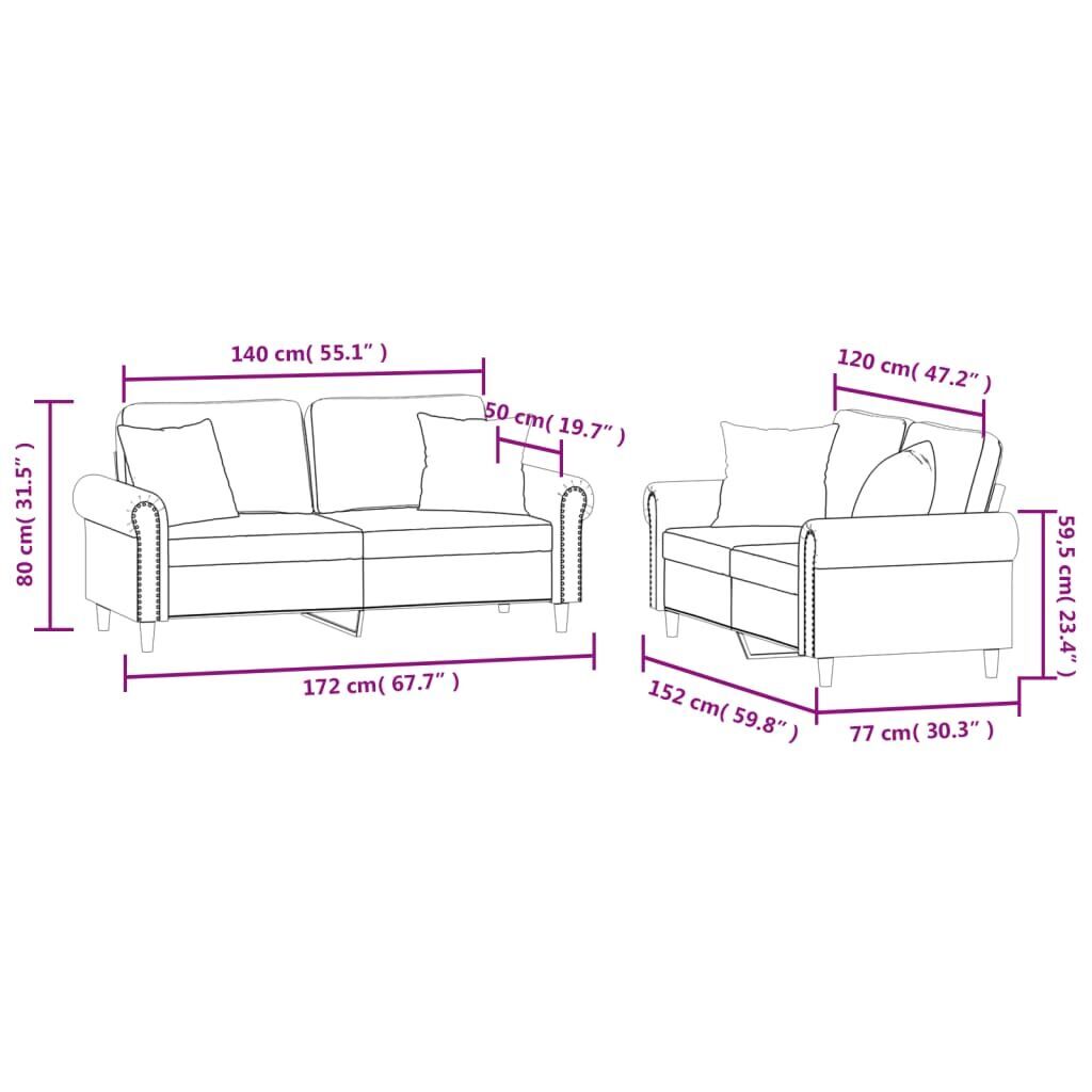 2 Piece Sofa Set with Pillows Dark Grey Velvet Price