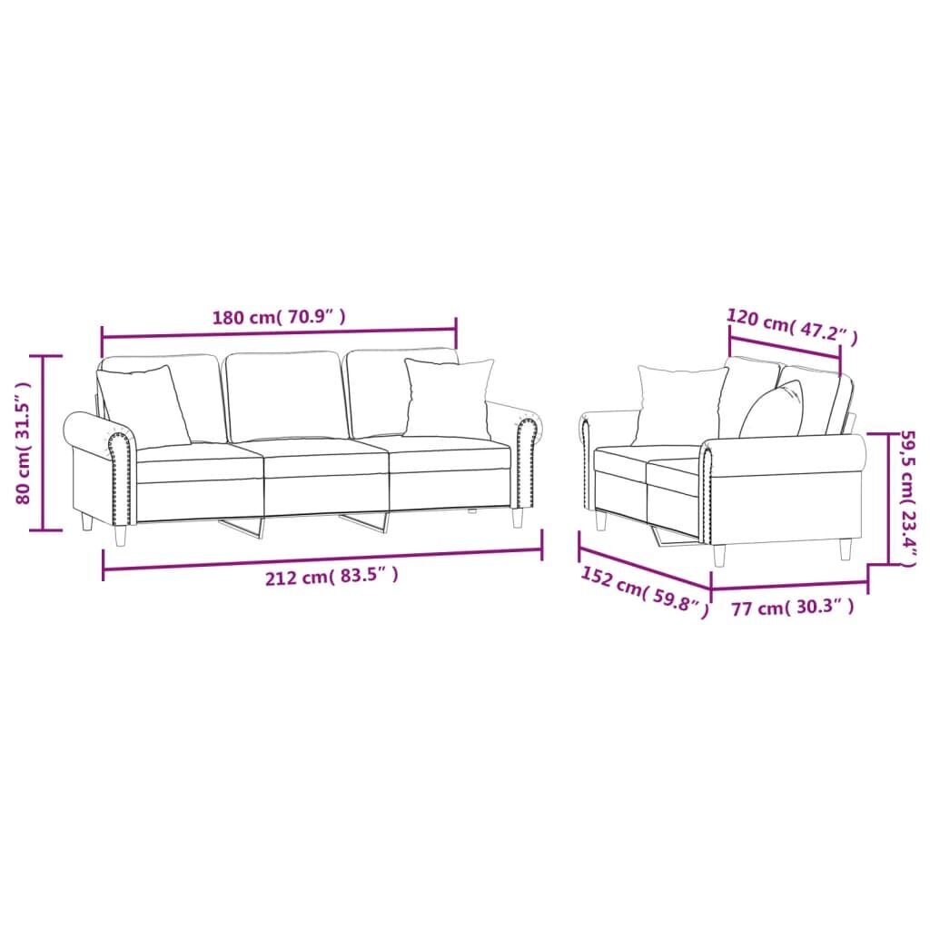 2 Piece Sofa Set with Pillows Light Grey Velvet Price